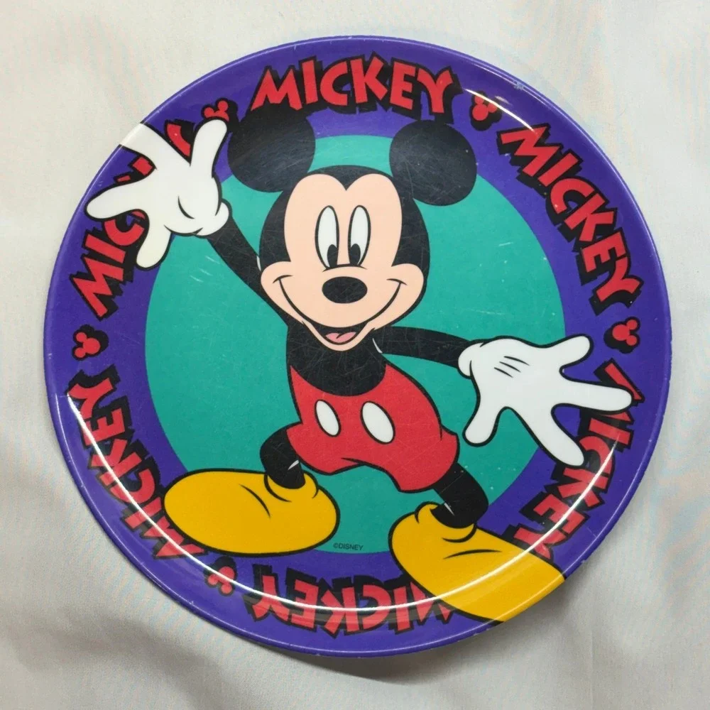 Zak Designs Plate and Bowl Set Kids OS Purple Good Vintage Mickey Mouse 90s
